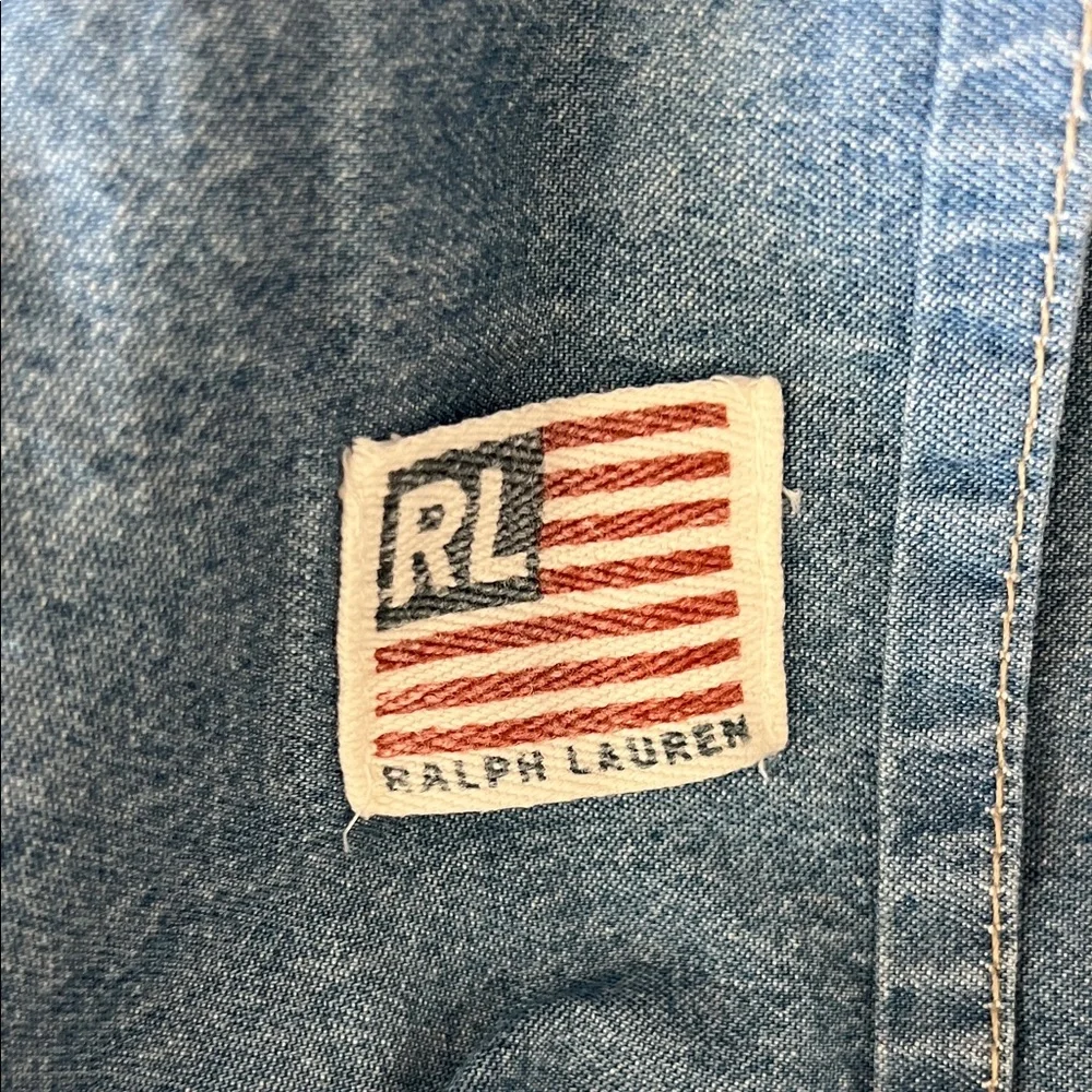 90s SET OF 4 Ralph Lauren - Denim (2)+Striped (2) Pillow Sham Covers Vintage